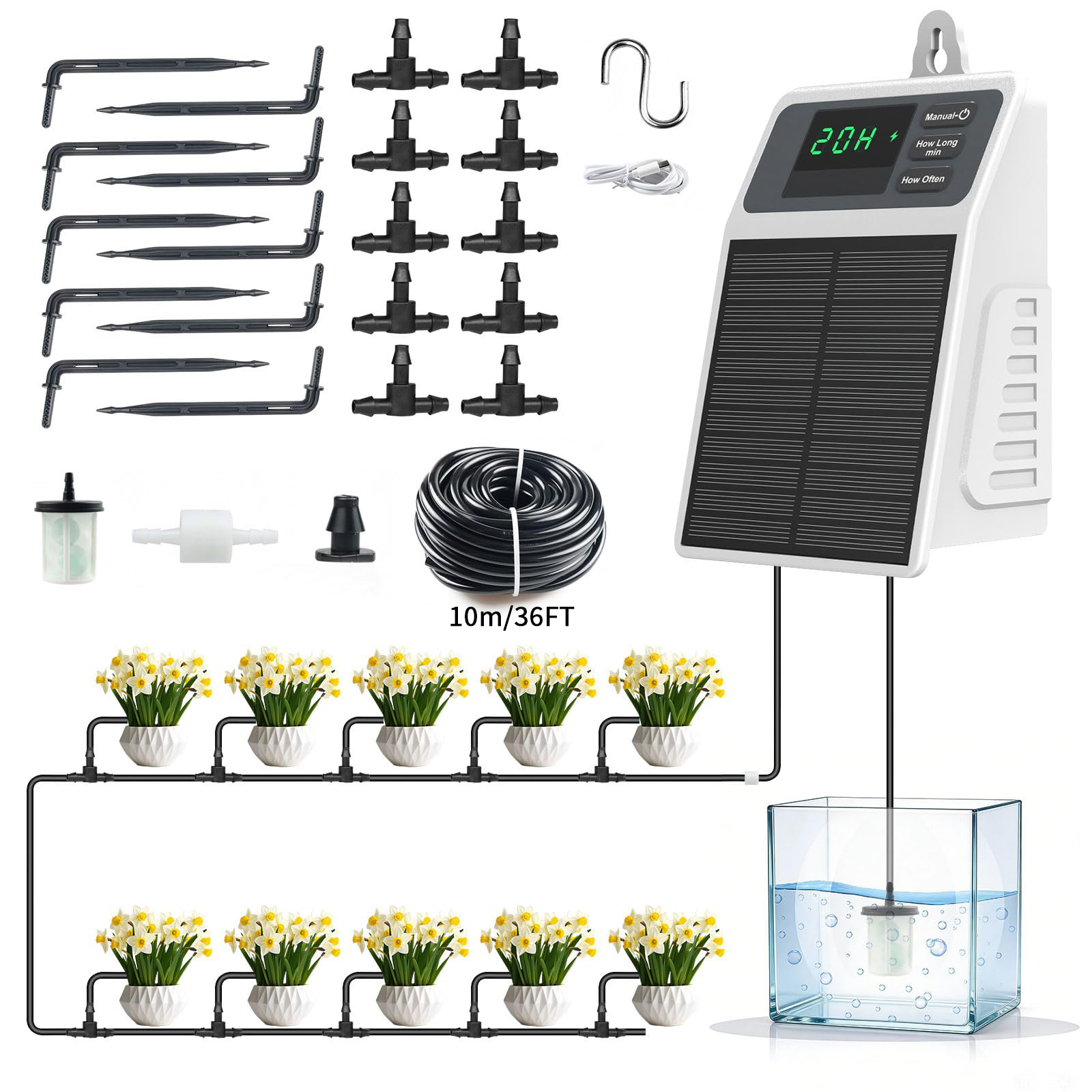 업그레이드된 태양광 점적 관개 시스템, 가정 및 정원, - Plant Parent Kit 리뷰 및 가격